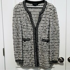 St. John Black and White Textured Cardigan